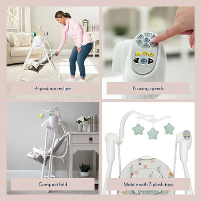 Graco Lovin' Hug Swing with 6 Swing speeds, Music, 4 Recline Positions and Folds up for Storage. Suitable from Birth to Approx. 6 Months (0-9kgs), Up & Away Fashion