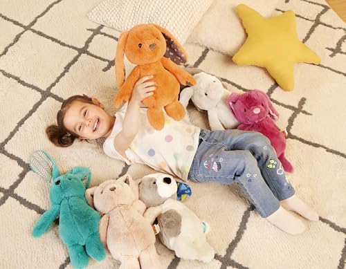 Pink plush bunny stuffed animal by B. toys, 12-inch huggable and washable toy for newborns and toddlers, soft and cuddly.