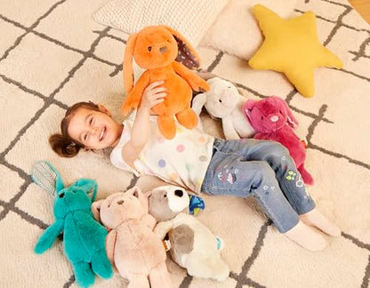 Pink plush bunny stuffed animal by B. toys, 12-inch huggable and washable toy for newborns and toddlers, soft and cuddly.