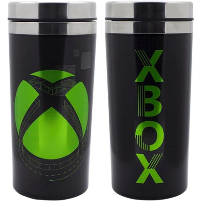 Paladone Xbox travel mug with Xbox logo, 450ml capacity, insulated drinks flask for hot or cold beverages, ideal for gamers.
