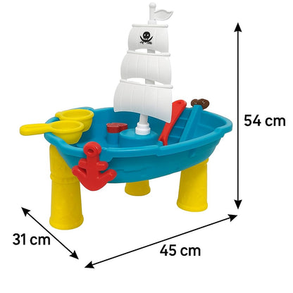Inside Out Toys Sand and Water Play Table, Pirate Ship with Water Slide and Water Spin Wheel, Plenty of Accessories to enjoy Sand or Water Play