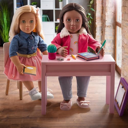 Our Generation 18-inch doll home desk and chair set for pretend play, featuring a stylish office workspace for dolls.
