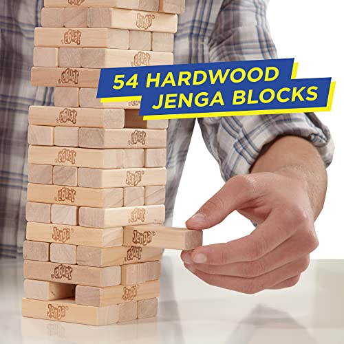 Hasbro Gaming Jenga Family Board Game, Original Wood Block Stacking Game, Quick to Learn Party Game for Kids & Adults, 1+ Players, Ages 6+, Secret Santa Gift