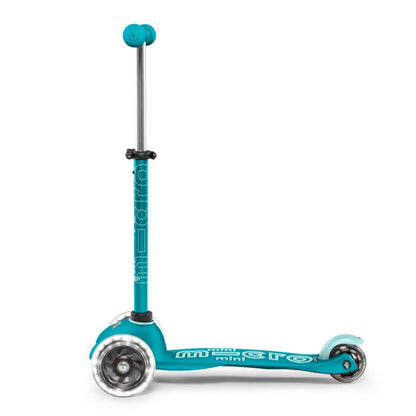 Micro Scooters | Mini Micro Deluxe LED Children's Scooter | Extra Grippy Deck | Weather Tested Stem | Remove & Fold Handlebar | Light Up Wheels | 2-5yrs | Boys & Girls | Aqua