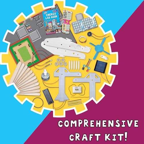 Galt Energy Lab science kit with colorful experiment tools, batteries, and activity cards for kids age 8+ exploring physics and STEM fun