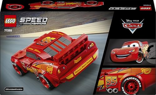 LEGO Speed Champions Lightning McQueen Race Car Toy - Collectible Model Kit w/a Detailed Undercarriage - Disney Gift for 9+ Year Old Boys, Girls & Pixar Cars Movie Fans - 77255