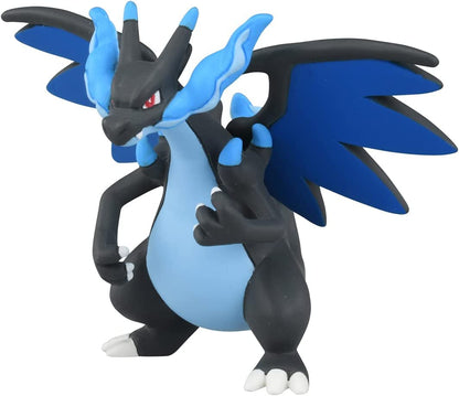 Takara Tomy Pokemon Moncolle MS-51 Mega Charizard X figure in dynamic pose with detailed scales and wings.