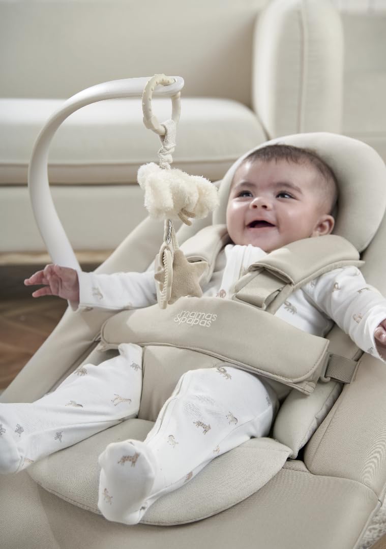 Mamas & Papas Eno Baby Bouncer, One Hand Fold, 2 Recline Positions, Cashmere - 0-6months
