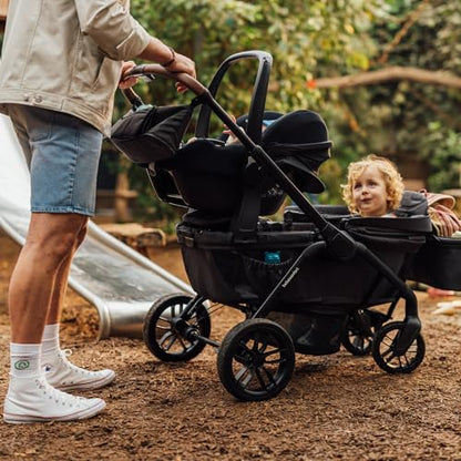 Bebeconfort Helios, Double Pram from Birth, 0-4 Years, 0-22kg, 2 Face-to-face Seats, Large All-Terrain Wheels, Compact Folding, Trolley on Wheels, Protective Canopy, Mineral Graphite