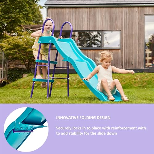 Plum Haumea Steel & Plastic 6ft Slide Wavy Design With 4-Leg Configuration, Purple