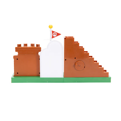 Super Mario Super Mario 2.5-inch playset with mini Mario figurine, interactive stairs, castle, flagpole, and base platform.