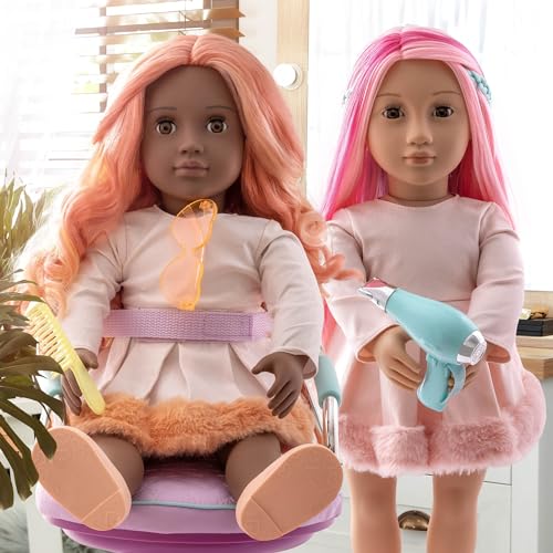 Lilac salon chair for 18-inch dolls, perfect for hair play and styling in the Our Generation accessory set.