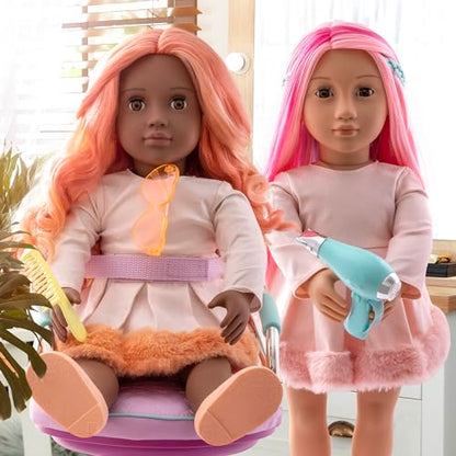 Lilac salon chair for 18-inch dolls, perfect for hair play and styling in the Our Generation accessory set.