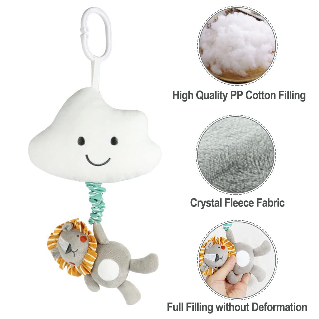 Blublu Park baby hanging musical toy with cloud design, clip-on lullaby music box for prams, strollers, and cribs.