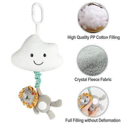 Blublu Park baby hanging musical toy with cloud design, clip-on lullaby music box for prams, strollers, and cribs.