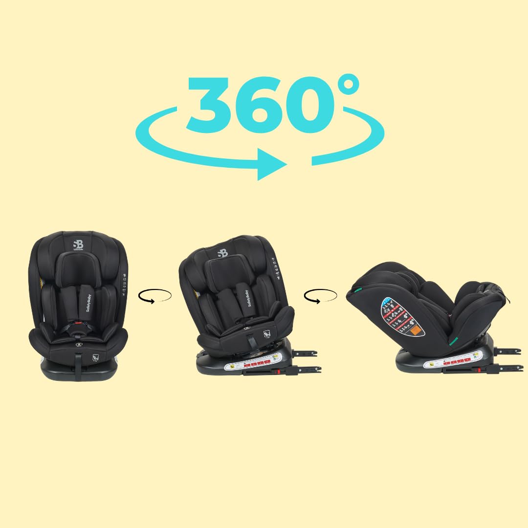 Safety Baby Xenon Isofix 360° Swivel Car Seat I-Size 40-150 cm Suitable from Birth to Approximately 12 Years Group 0-1-2-3 Isofix Fixings and Side Protectors