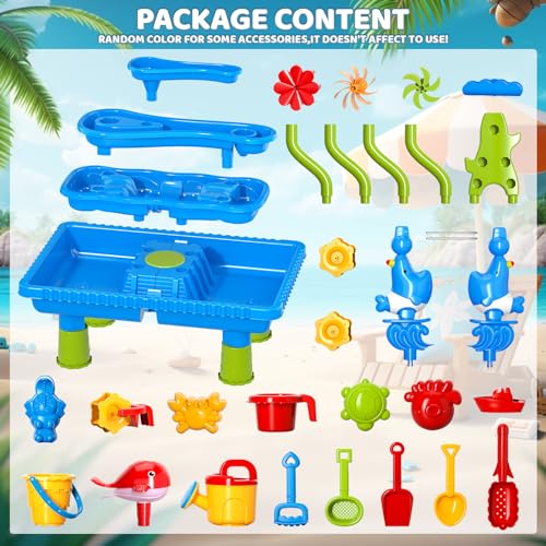 Doloowee Water Table for Toddlers, Sand and Water Table Summer Beach Toys Outdoor Toys Garden Toy for Kids 3 4 5 6 years old