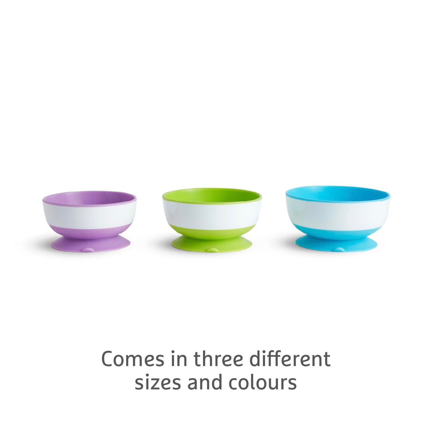 Munchkin Stay Put Baby Suction Bowl Set| Baby Bowls for Weaning| Baby Feeding Suction Dish Pack| for Babies & Toddlers 6 Months+|BPA Free Weaning Set for Babies| Microwave/Dishwasher Safe | 3 Pack