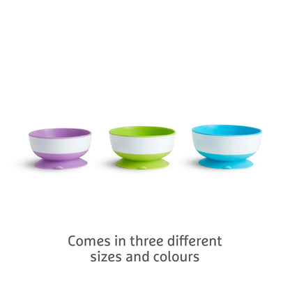 Munchkin Stay Put Baby Suction Bowl Set| Baby Bowls for Weaning| Baby Feeding Suction Dish Pack| for Babies & Toddlers 6 Months+|BPA Free Weaning Set for Babies| Microwave/Dishwasher Safe | 3 Pack