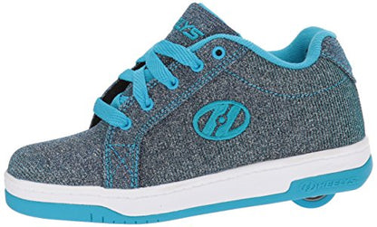 Heelys unisex kids' fitness shoes in multicolor Pewter and Blue with wheels, size 5 UK, designed for active play and movement.