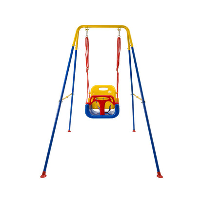 SUNNYNEST Toddler Swing Heavy-Duty Kid Swing with Safety Harness 158CM Folding Swing Set Outdoor Garden or Home Play Equipment Children Indoor Swings for 3-in-1 Toddler Swing Set (Blue)