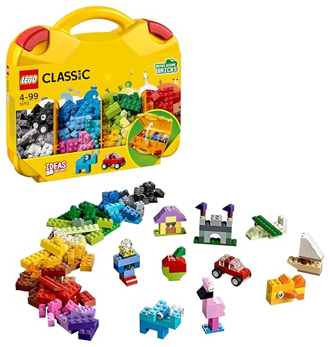 LEGO 10713 Classic Creative Suitcase with colorful building bricks, ideal toy storage for kids aged 4 and up.