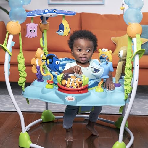Bright Starts Disney Baby Finding Nemo Sea of Activities Jumper with 13 activities, lights, music, ocean sounds, adjustable height, 360° rotation