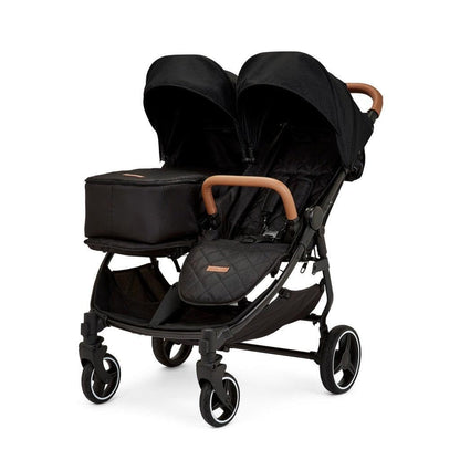 Ickle Bubba Venus Prime Double Stroller – Twin Pushchair from Birth to 15kg per Seat, Includes Newborn Cocoon, Footwarmers, Rain Cover, Compact Fold, Multi-Recline Seats & UPF 50+ Hoods (Black)