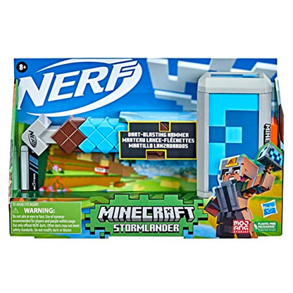 Nerf Minecraft Stormlander Dart-Blasting Hammer, Fires 3 Darts, Includes 3 Nerf Elite Darts, Pull-Back Priming Handle Multicolor 5010993948758