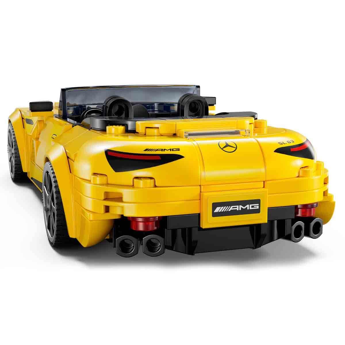 LEGO Speed Champions set featuring Mercedes-AMG G 63 and SL 63 car toys with two driver minifigures for kids.