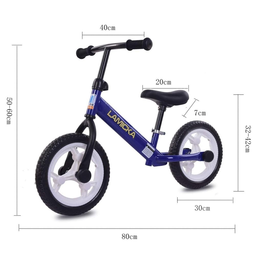 BSTSEL 12" Balance Bike For 2-6 Years Old Stride Walking Bike, With Adjustable Handlebar And Seat Wheel With Light No Pedal Training Bicycle Flat-Free Tires (12 inch Blue)