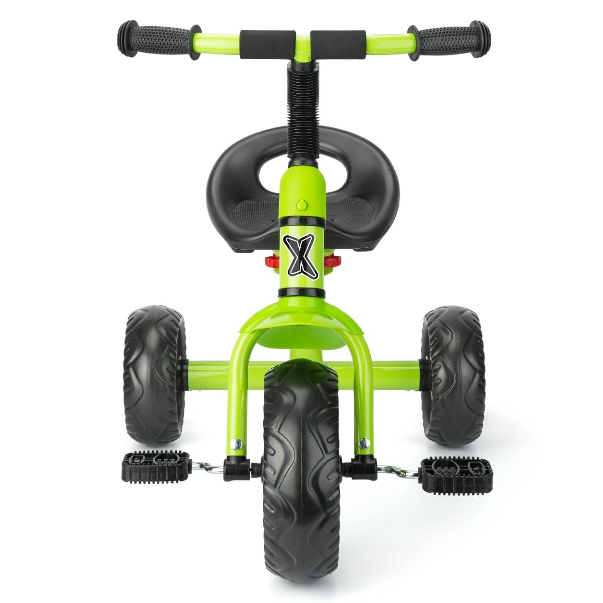 Xootz portable tricycle for kids with easy clip design, featuring bright colors and sturdy wheels.