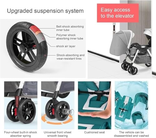 Double Baby Stroller Tandem Carriage For New Umbrella Twist Stroller Pushchair Shock Absorbing Twin Baby Pram Stroller For Infant And Toddler Car Seat And Lie Down, Pink