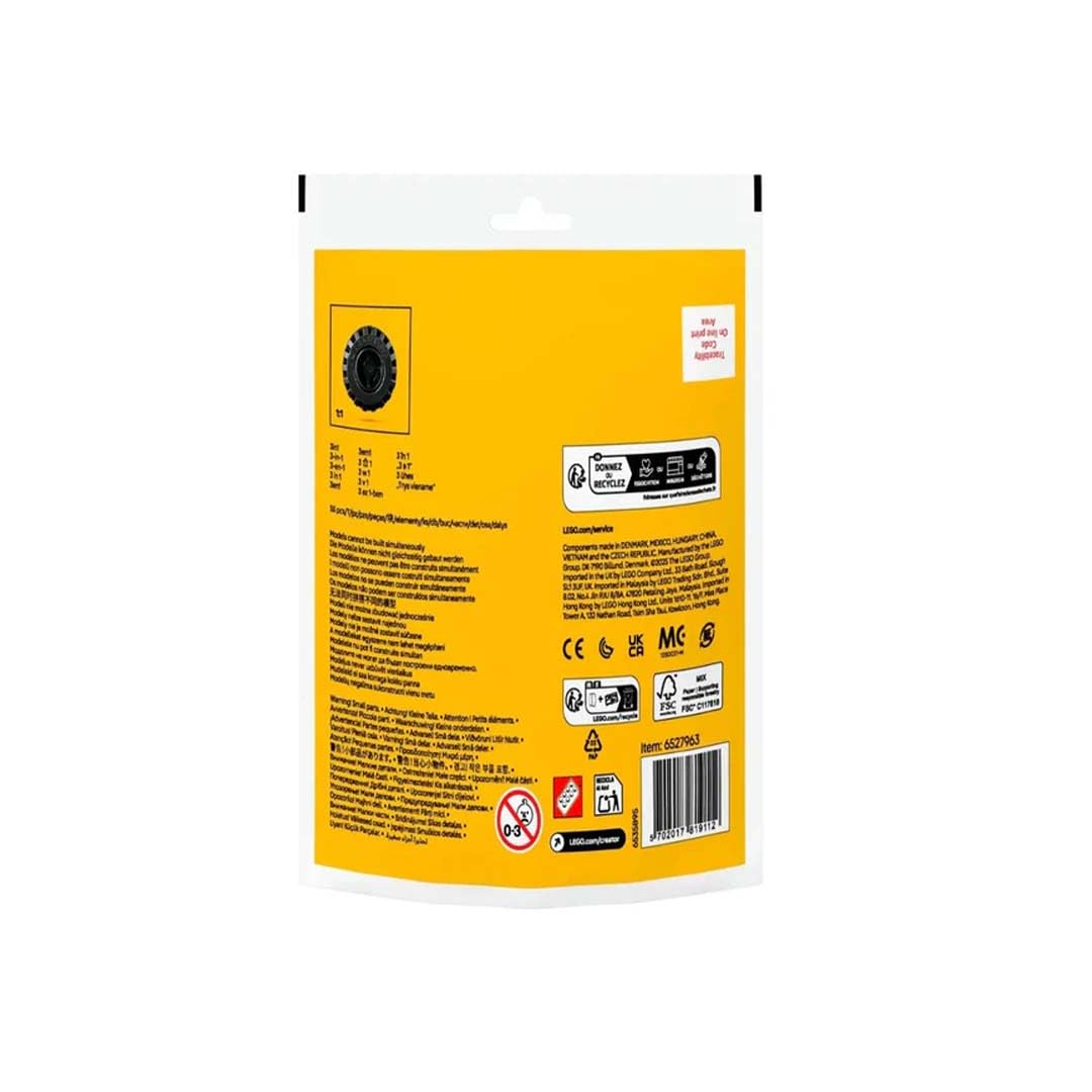 LEGO Creator 3-in-1 Monster Truck Building Paper Bag Set, 55 Pieces, Ages 6+, 30691