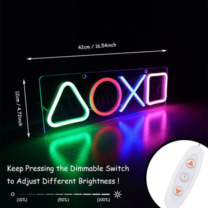 STHomedeco gaming LED wall art neon light with USB switch, gamer bedroom decor, bright gaming LED sign for wall decoration.
