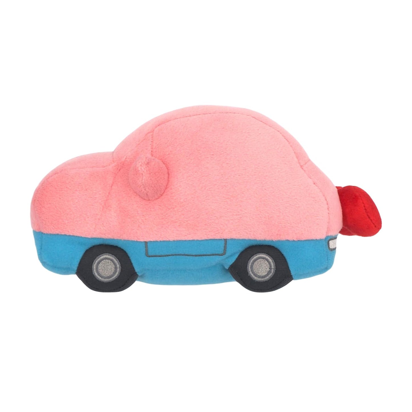 Soft plush Kirby toy from Nintendo Together+ featuring Kirby with car mouth design, 19 cm tall, by Together Plus.