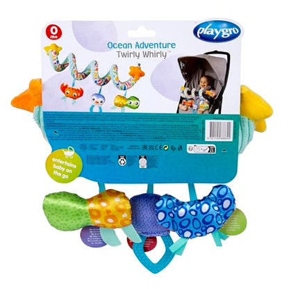 Playgro Ocean Wonders Twirly Whirly baby toy with colorful ocean-themed design and spinning elements for sensory play.
