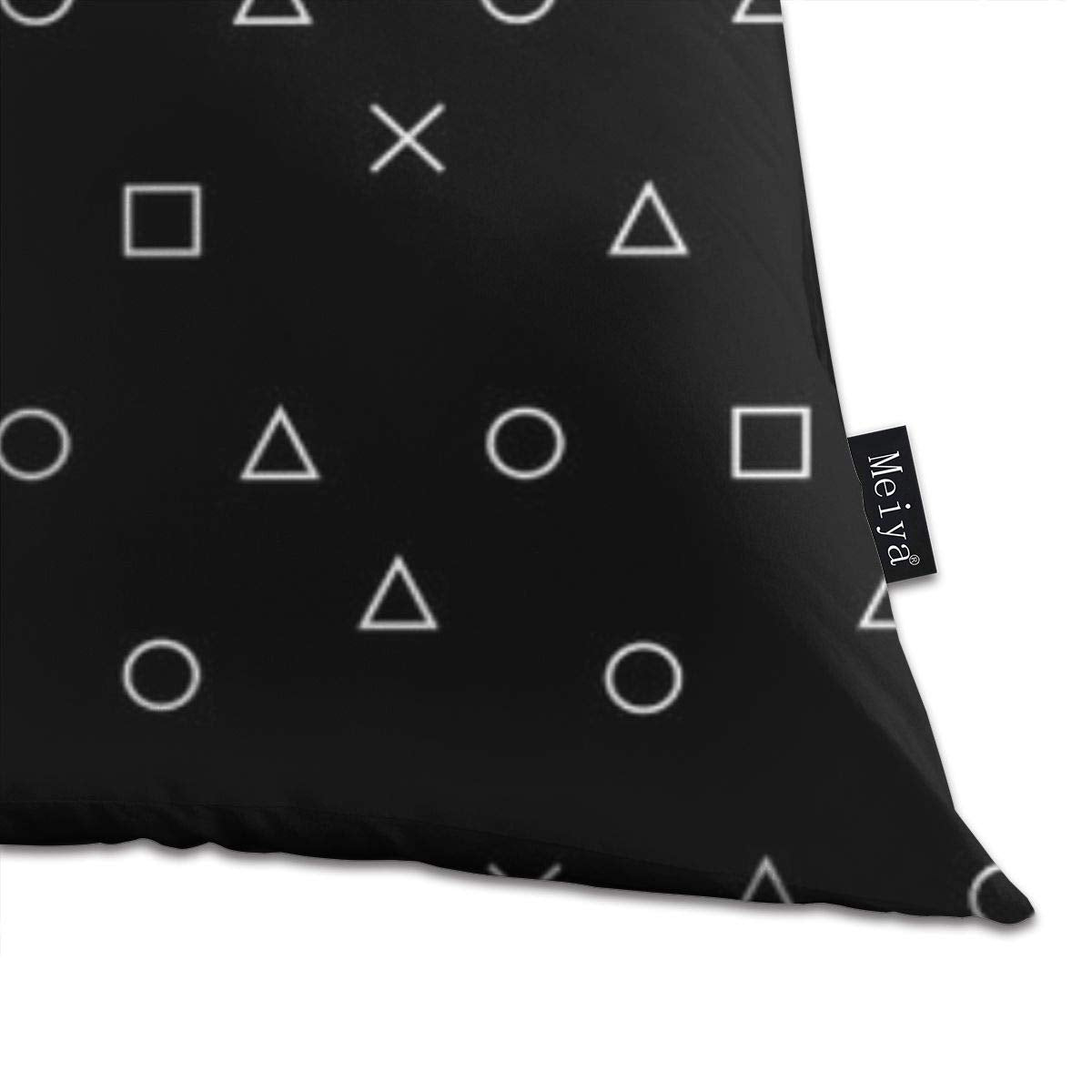 Black gaming-themed PlayStation controller symbols decorative throw pillow cover for couch, bed, or car, 18x18 inches.