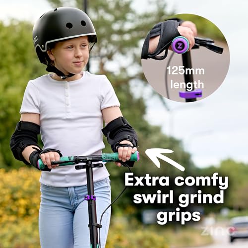 Zinc Verge Pro Kids Scooter – Big Wheel Kick Scooter for Ages 6+, Foldable 2-Wheel Scooter with 200mm Wheels, Lightweight, Height Adjustable, Rear Footbrake, Supports up to 100kg, Black & Green