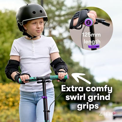 Zinc Verge Pro Kids Scooter – Big Wheel Kick Scooter for Ages 6+, Foldable 2-Wheel Scooter with 200mm Wheels, Lightweight, Height Adjustable, Rear Footbrake, Supports up to 100kg, Black & Green