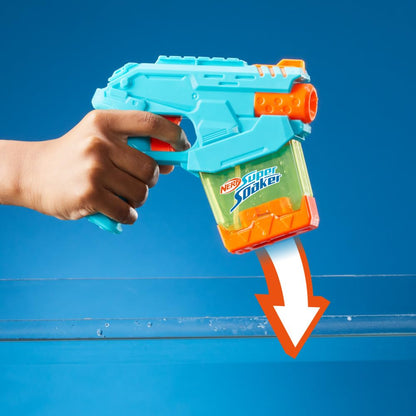 Nerf Super Soaker Mini Dunk-Fill Water Blaster from Super Soaker, designed for kids aged 6+, with bright colorful water gun appearance.
