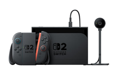 Nintendo Switch 2 Camera showing front view with adjustable lens and colorful Nintendo branding on the device.