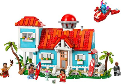 LEGO | Disney Lilo and Stitch Beach House Building Toy with 6 Rooms, Rooftop Observatory, a Spaceship and 5 Minifigures - Birthday Gift for 9+ Year Old Girls, Boys & Fans - 43268
