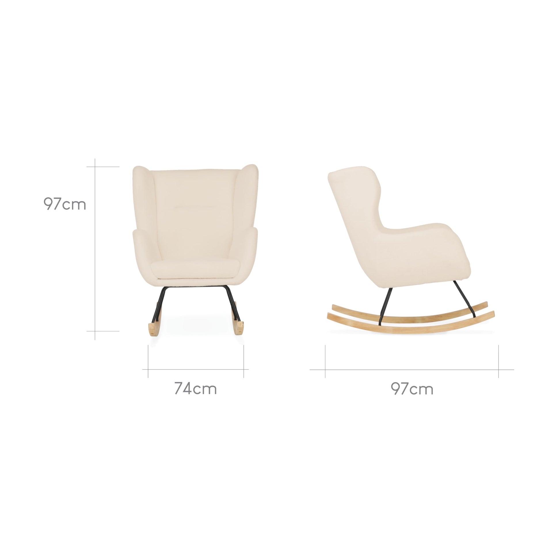 CuddleCo Marley beige nursing chair and footstool set with wooden legs, designed for breastfeeding and nursery comfort.