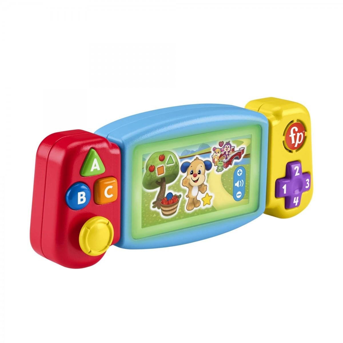 Fisher-Price Laugh & Learn Pretend Video Game Toddler Toy with lights, sounds, and educational songs, UK English version.