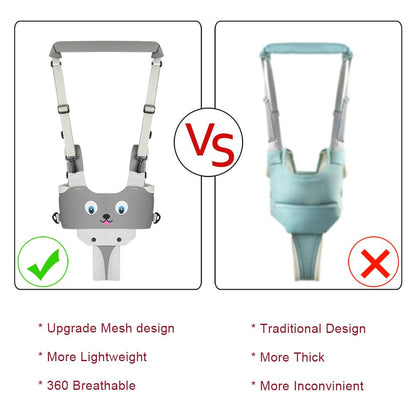 Vicloon Baby Walking Harness, Safe Walking Belt, Hand-Held Baby Walker, Removable, Adjustable Walking Harness, Breathable Handheld Baby Walker Toddler Walking Assistant - Grey Puppy