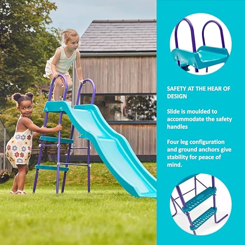 Plum Haumea Steel & Plastic 6ft Slide Wavy Design With 4-Leg Configuration, Purple