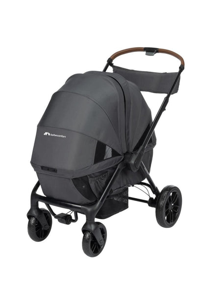 Bebeconfort Helios, Double Pram from Birth, 0-4 Years, 0-22kg, 2 Face-to-face Seats, Large All-Terrain Wheels, Compact Folding, Trolley on Wheels, Protective Canopy, Mineral Graphite