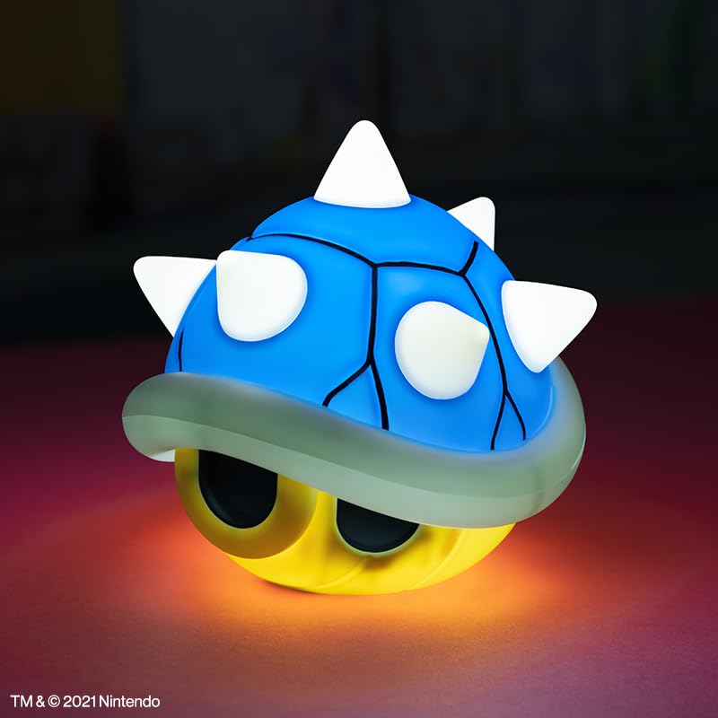 Paladone Super Mario blue shell light with sound, officially licensed Nintendo gaming home décor, showcasing a colorful blue shell design.