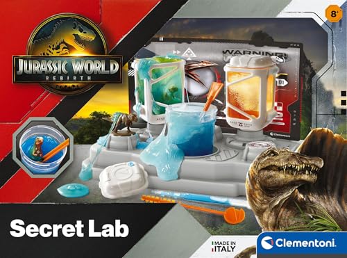Clementoni Jurassic World Secret Lab – Glow-in-the-Dark Dinosaur Science and Experiment Kit for Kids 7+